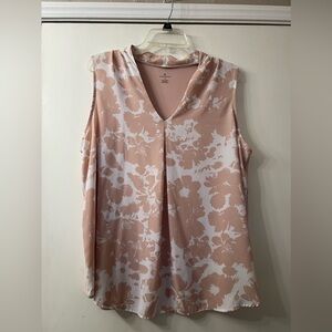 Worthington XL Woman’s blouse pink and white floral design